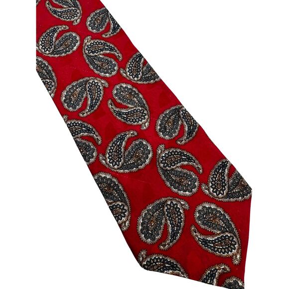 Vintage JG Hook Red Paisley Silk Necktie - Picture 1 of 3